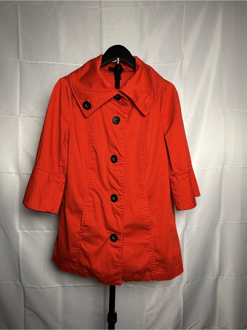 attention Red Button-Front Trench Coat